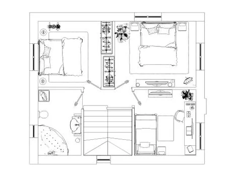 Floor plan sketch of apartment Stock Illustration