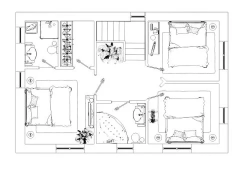 Floor plan sketch of apartment Stock Illustration