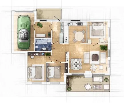 Floor plan sketch of apartment Stock Illustration