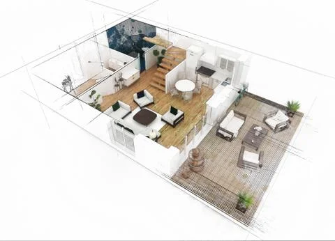 Floor plan sketch of apartment Stock Illustration