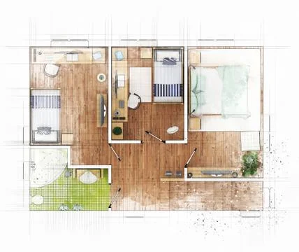 Floor plan sketch of apartment Stock Illustration
