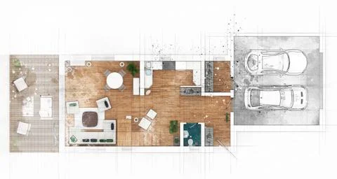 Floor plan sketch of apartment Stock Illustration