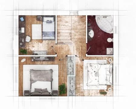 Floor plan sketch of apartment Stock Illustration