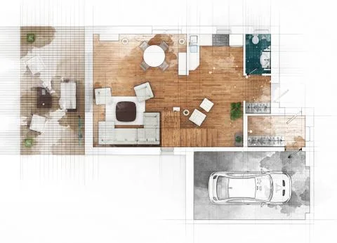 Floor plan sketch of apartment Stock Illustration