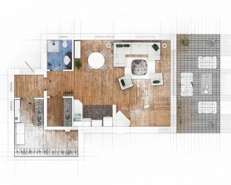 Floor plan sketch of apartment Stock Illustration