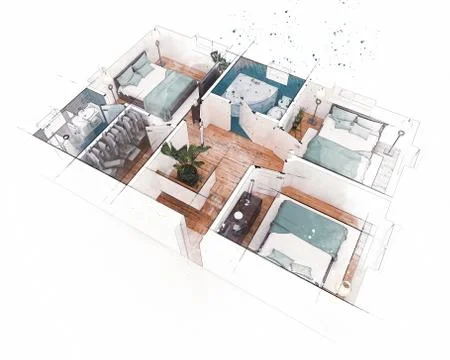 Floor plan sketch of apartment Stock Illustration