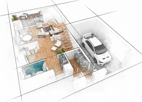 Floor plan sketch of apartment Stock Illustration