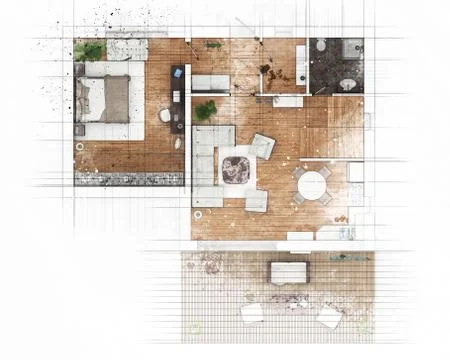 Floor plan sketch of apartment Stock Illustration