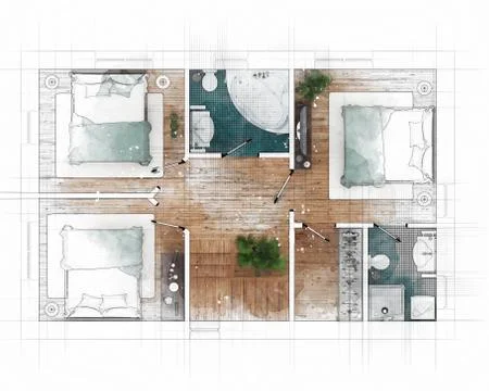 Floor plan sketch of apartment Stock Illustration