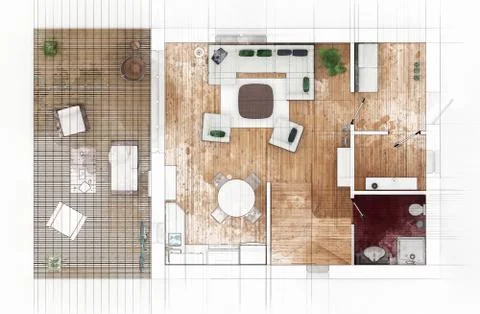 Floor plan sketch of apartment Stock Illustration