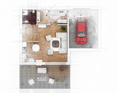 Floor plan sketch of apartment Stock Illustration