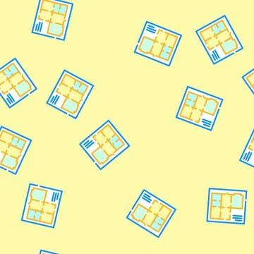 Floor plans architectural drafter vector seamless pattern Stock Illustration