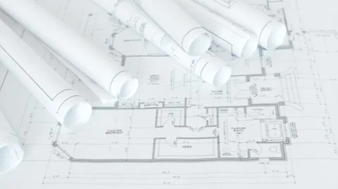 Floor Plans Flat and Rolled Up 스톡 동영상 45293935
