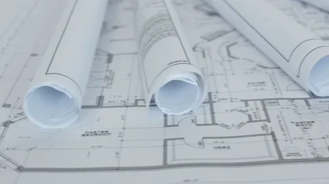 Floor Plans Flat and Rolled Up 스톡 동영상 45293947