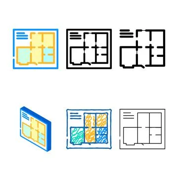 Floor plans range architectural drafter color icon vector Stock Illustration