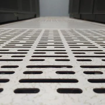 Floor of the server and data center is perforated with capsule motifs 스톡 사진