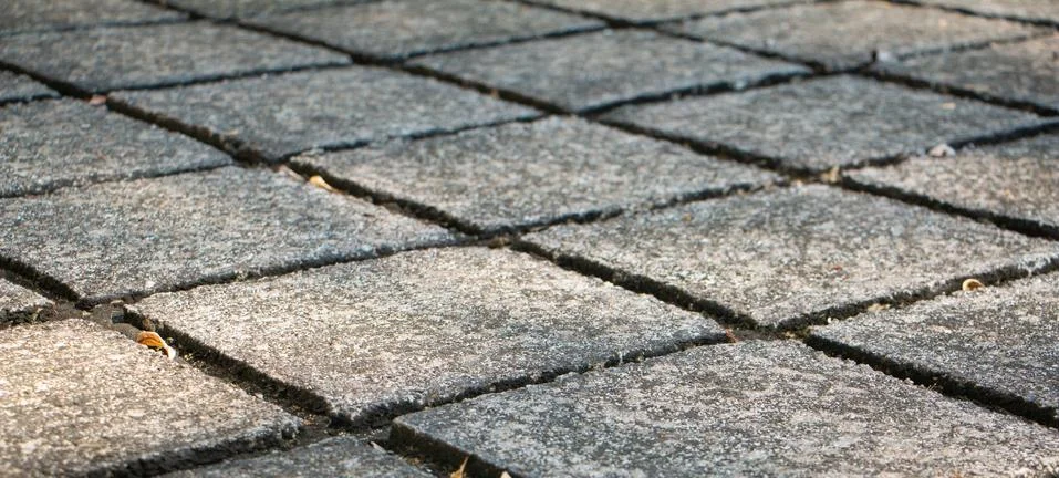 Floor with square shape cement blocks. 스톡 사진