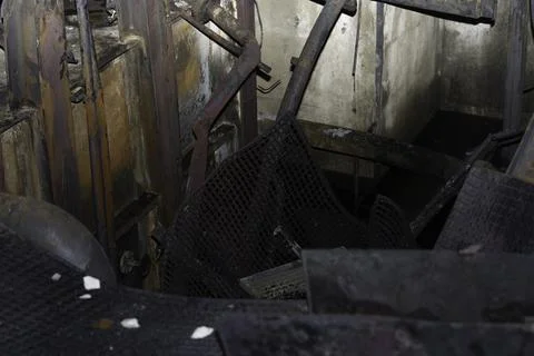 Floor structure colapsed by a fire Stock Photos