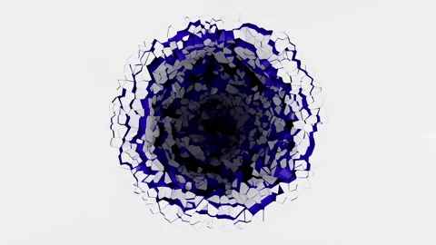 Floor surface circle hole cracks and breaksfalling down pieces, for transitions Stock Footage 270287752