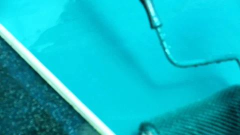 Floor surface painting with roller and epoxy resin paint 2 Stock Footage 123725175