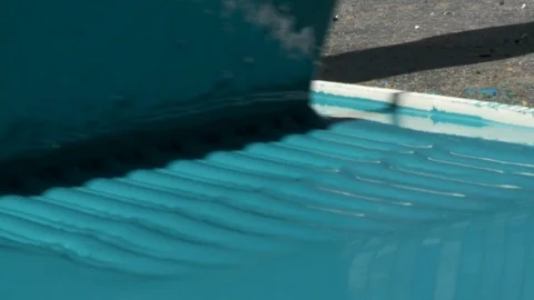 Floor surface painting with spreader trowel and epoxy resin paint  Video stock 123725271