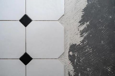Floor tile octagon in process Stock Photos