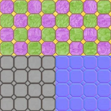 Floor tiles seamless generated texture (with diffuse, bump and normal map) Stock Illustration