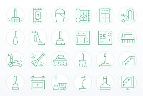 Floor Ultimate Vector Package with 24 256x256 Thin Line Editable Icons Stock Illustration