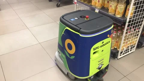 A floor washing robot Stock Footage 317478996