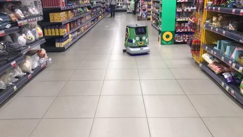 A floor washing robot Stock Footage 317479004