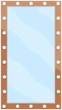 Floor wooden frame mirror rectangular shape isolated. Hallway, bedroom interior Stock Illustration