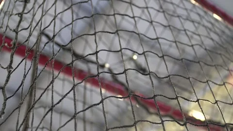 Floorball goal net close up, Handheld shot Stock Footage 266704513