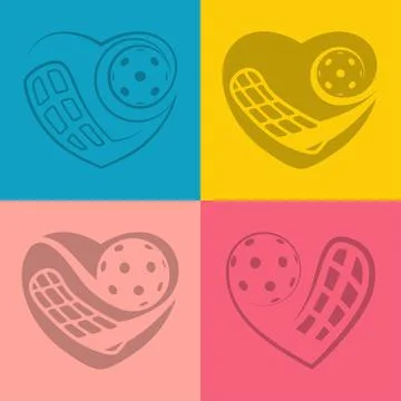 Floorball love pattern. pattern abstract floorball heart. 스톡 일러스트