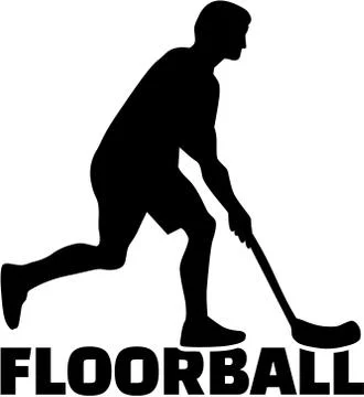 Floorball player man with word Stock Illustration