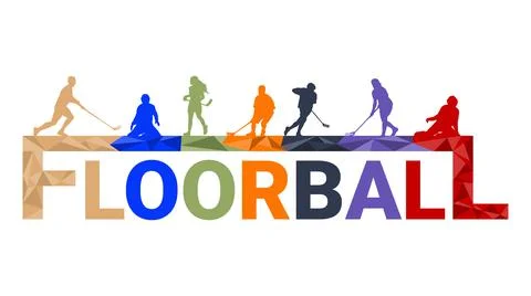Floorball player silhouette background concept with triangle splashes. Stock Illustration