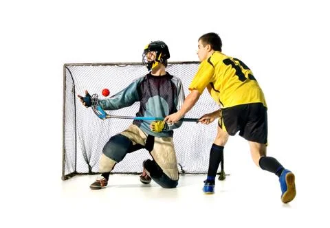 Floorball.attack. Stock Photos