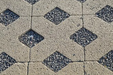 Flooring assembled on a substrate of sand type permeable to water Stock Photos