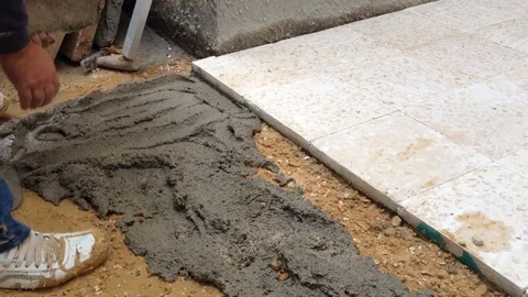 Flooring with cement work Stock Footage 83701480