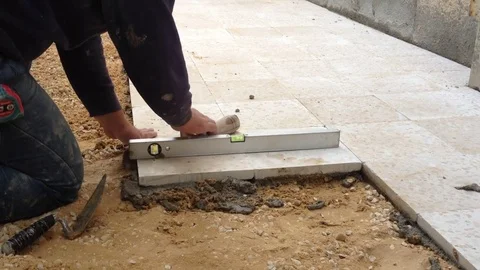 Flooring with cement work Stock Footage 83701482