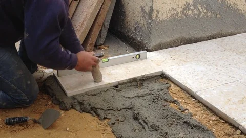 Flooring with cement work Stock Footage 83701487
