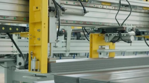 Flooring Factory, automatic machine in factory Stock Footage 280169018