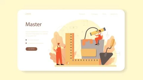 Flooring installer web banner or landing page. Professional Stock Illustration