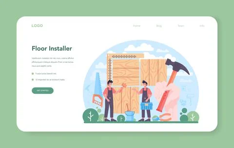 Flooring installer web banner or landing page. Professional parquet laying Stock Illustration