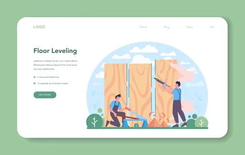Flooring installer web banner or landing page. Professional parquet laying Stock Illustration