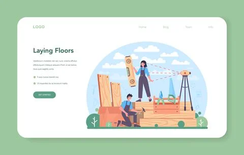 Flooring installer web banner or landing page. Professional parquet laying Stock Illustration