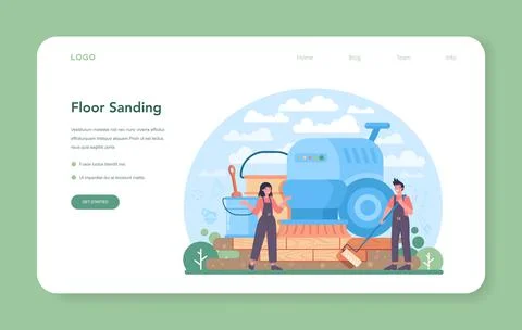 Flooring installer web banner or landing page. Professional parquet laying Stock Illustration