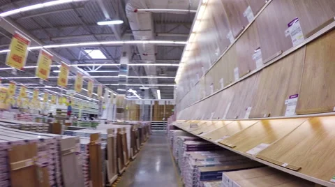 Flooring materials at home improvement store, steadicam shot Vídeo Stock 54160777