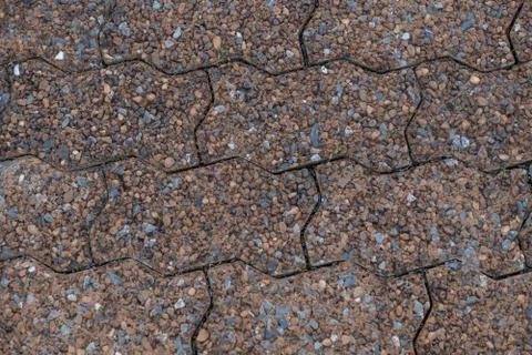 Flooring pattern with beautiful red clay tiles for walkway flooring. Top view Stock Photos