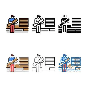 Flooring services color icon range vector Stock Illustration