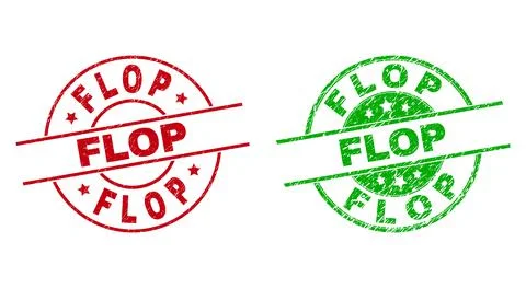 FLOP Round Seals Using Grunged Texture Stock Illustration